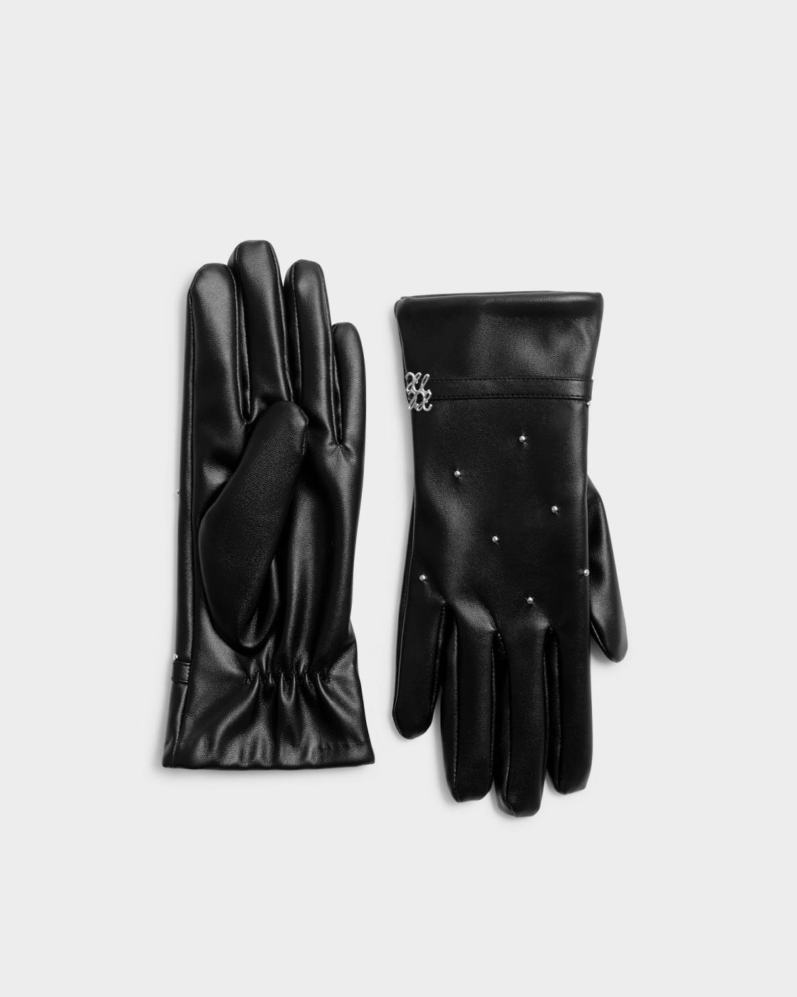 Katie Loxton Boxed Studded Faux Leather Gloves Black