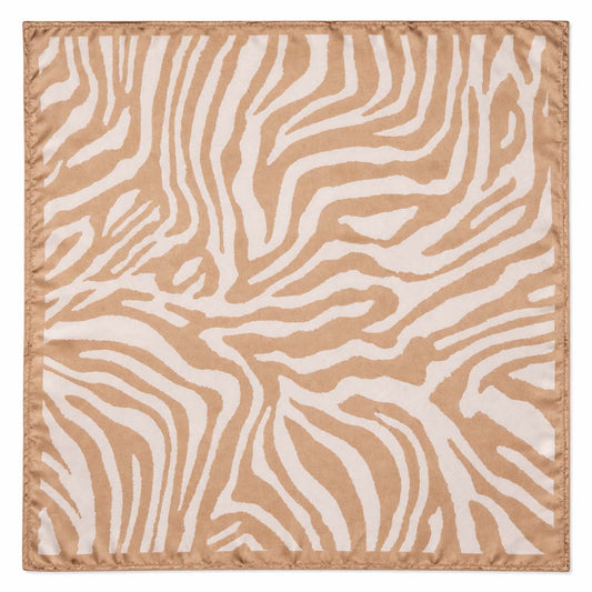 Zebra Print Silk Scarf Cream