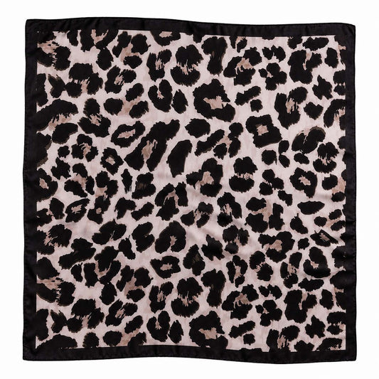 Animal Print Silk Scarf Black