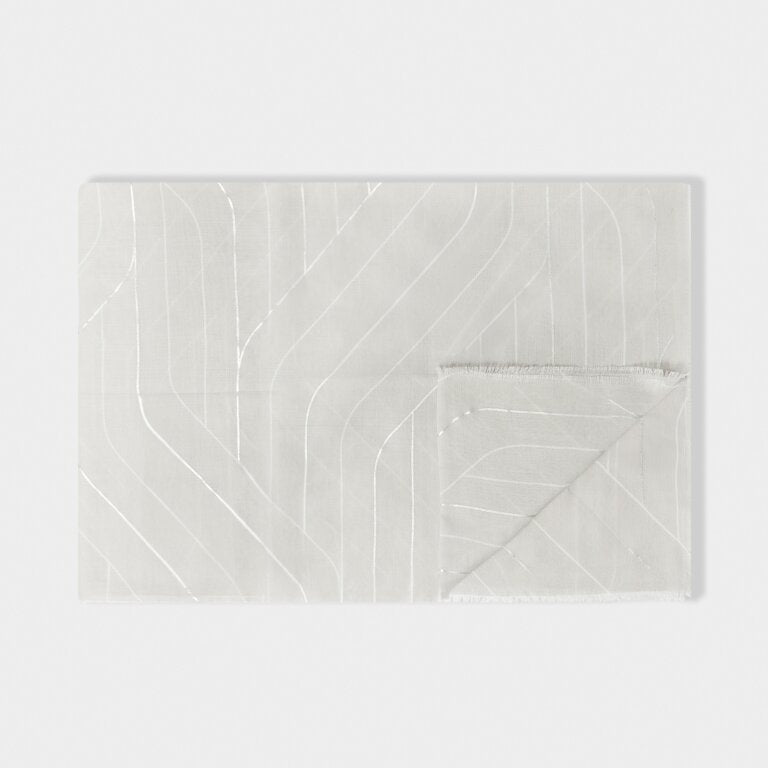 Geometric Line Foil Printed Scarf in Grey & Silver
