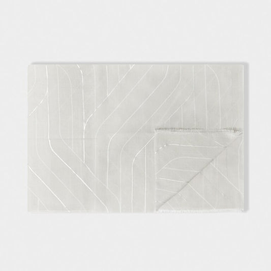 Geometric Line Foil Printed Scarf in Grey & Silver