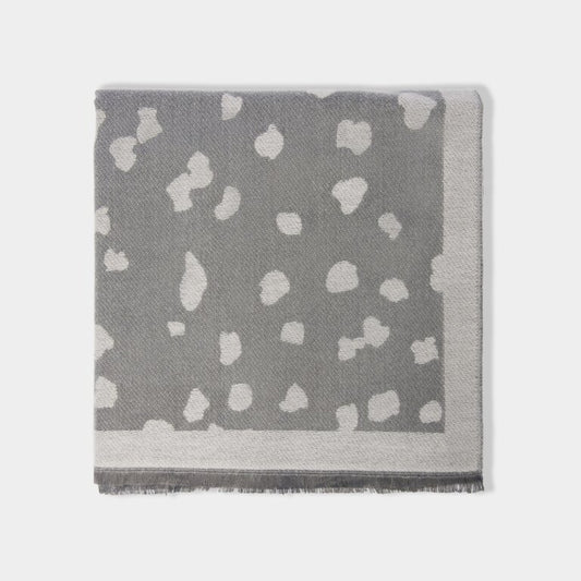Dalmatian Printed Blanket Scarf in Grey & Off White
