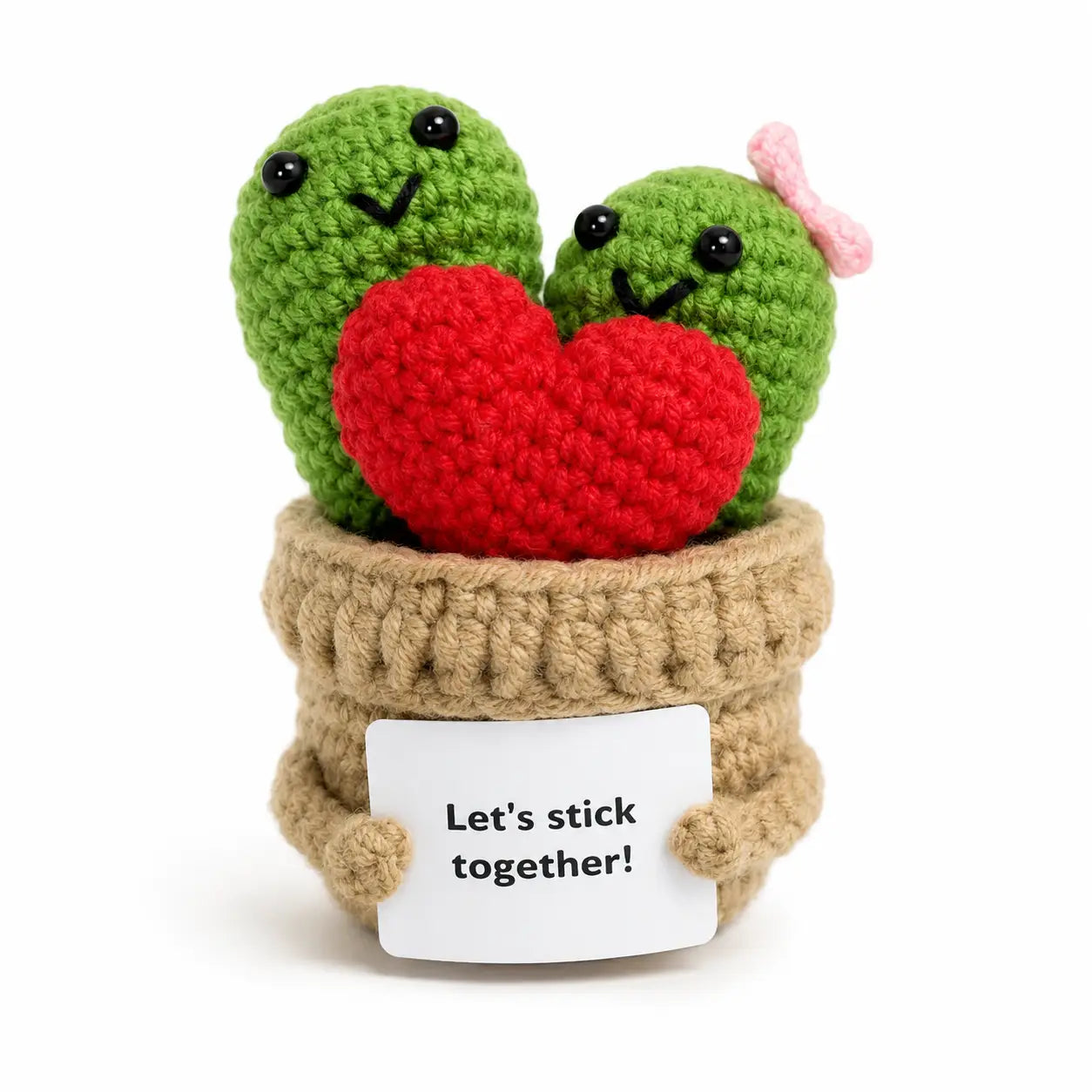 Knitted Positive Cactus with Heart