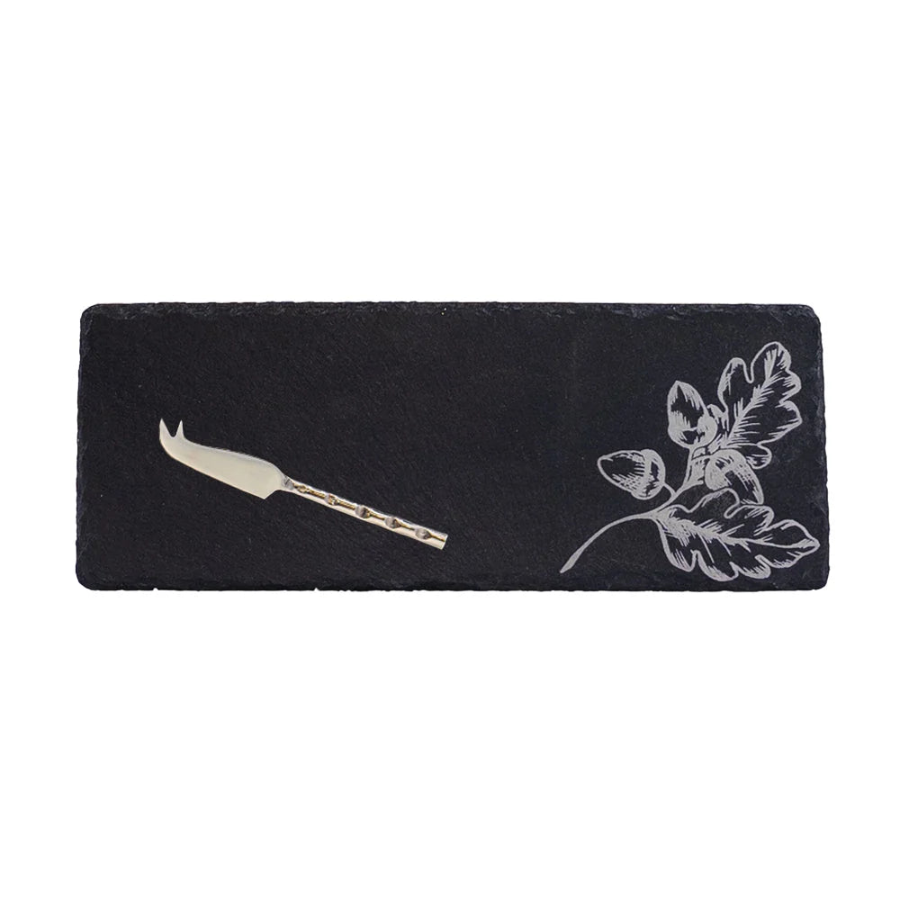 Mini Slate Cheese Board & Knife Set - Autumn Acorn