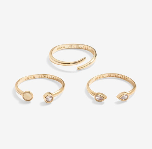 Stacks Of Style Set of 3 Rings In Cubic Zirconia And Gold Plating