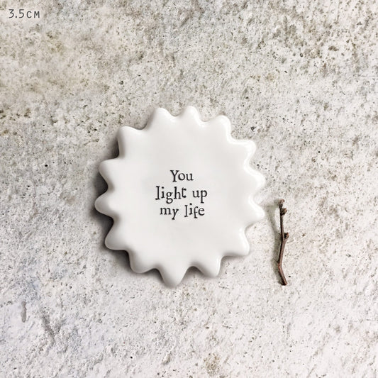 Tiny Porcelain Sun Token You Light Up My Life