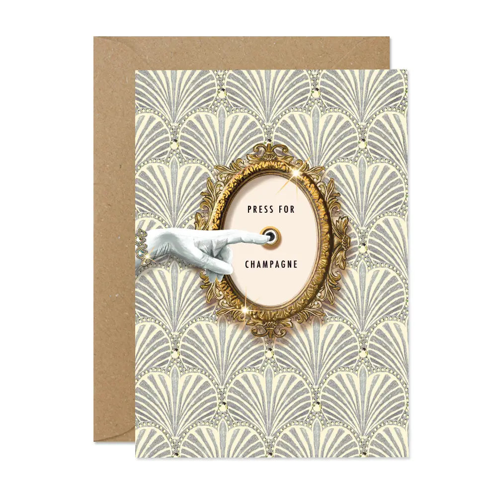 Press For Champagne Greetings Card