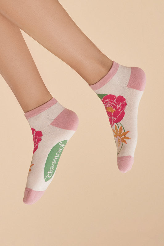 Coconut Tropical Flora Ladies Trainer Socks