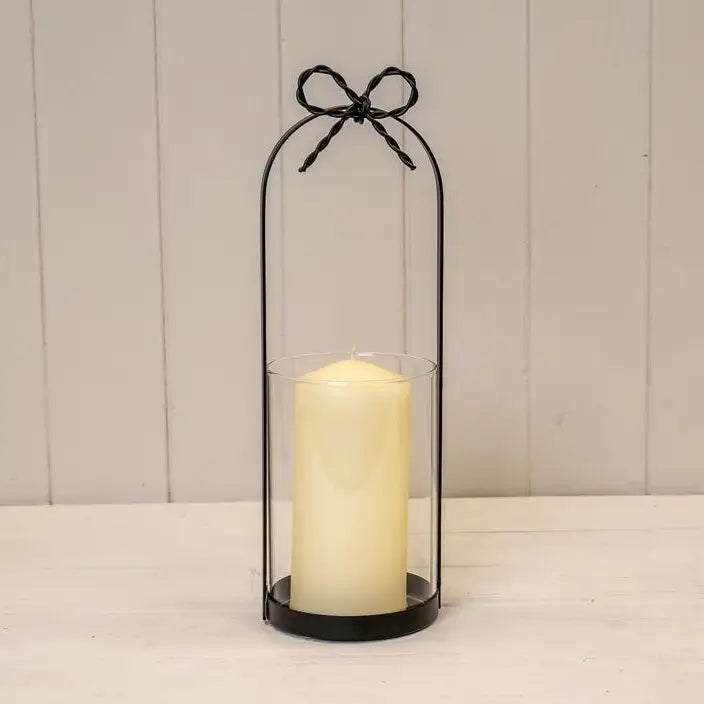 Black Metal Candle Holder With Bow