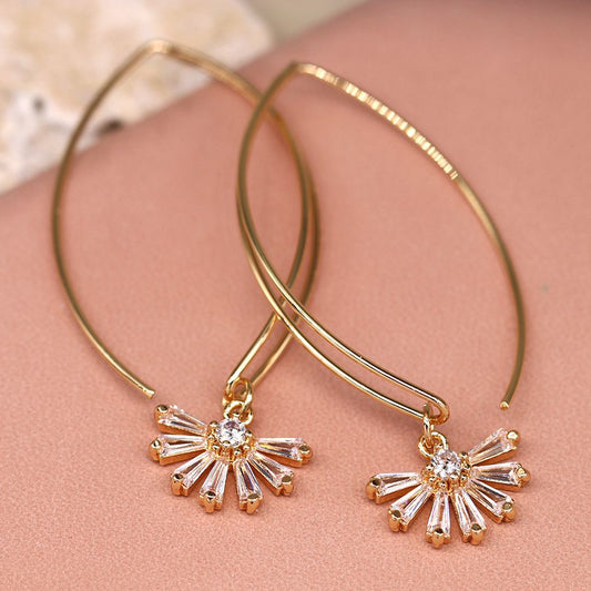 Golden Marquis Wire Crystal Fan Earrings