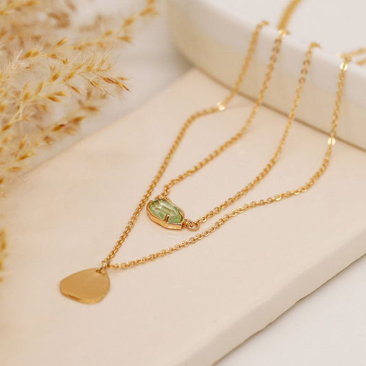Aqua Crystal Gold Necklace