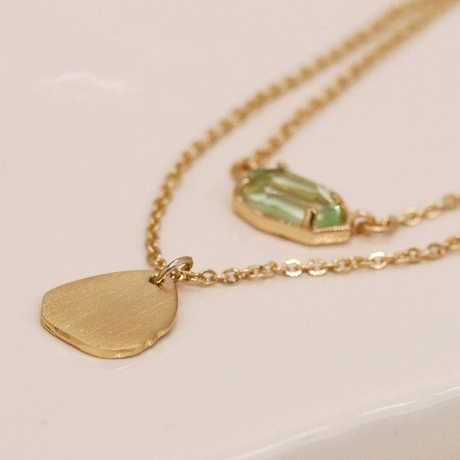 Aqua Crystal Gold Necklace