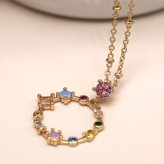 Crystal Hoop Pendant Necklace