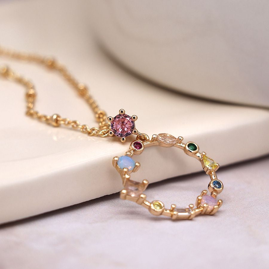 Crystal Hoop Pendant Necklace