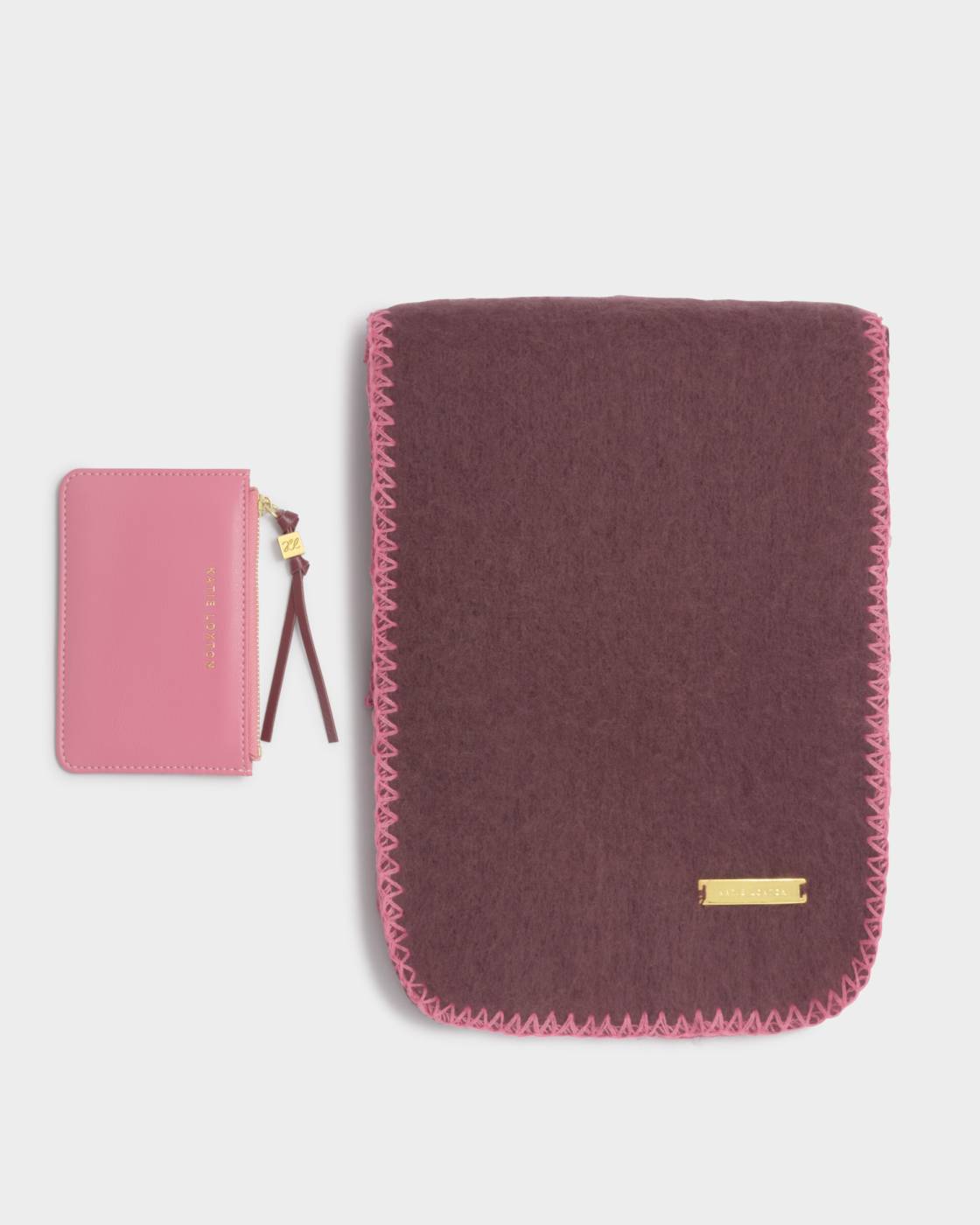 Katie Loxton Boxed Scarf & Cardholder Gift Set iCherry & Pink