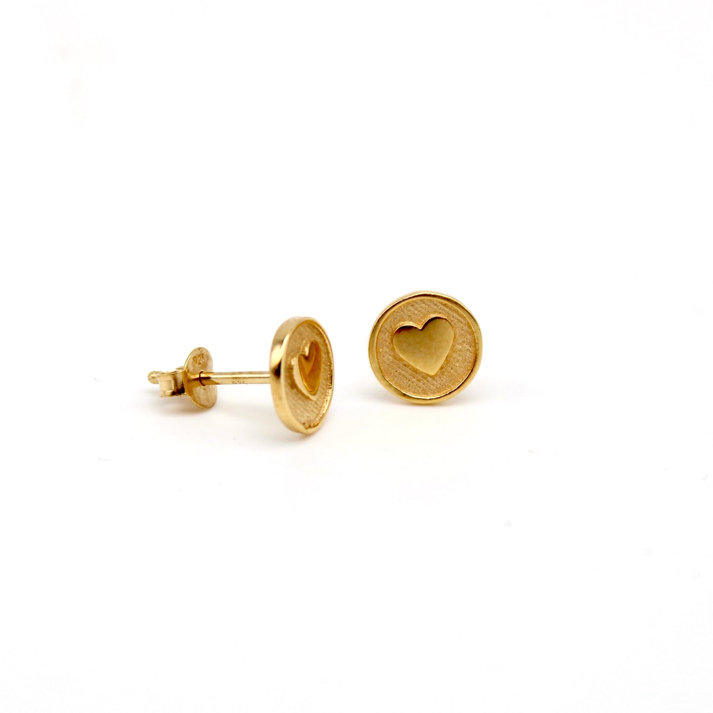 Gold Vermeil Heart Medallion Studs