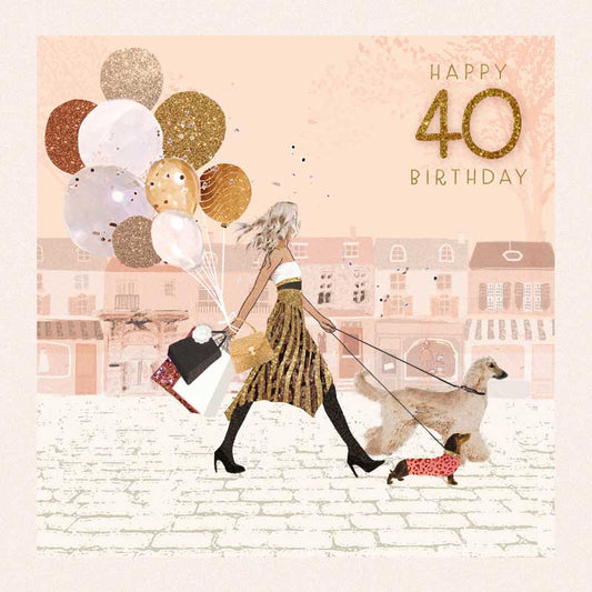 Happy 40th Birthday Shopping Trip Greetings Card