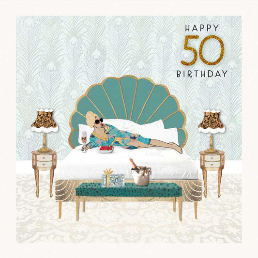 Happy 50th Birthday Pamper Evening Greetings Card