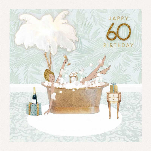 Happy 60th Birthday Bubble Bath Greetings Card