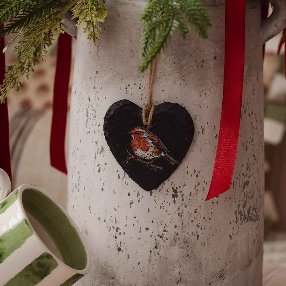 Robin & Heart Slate Decoration