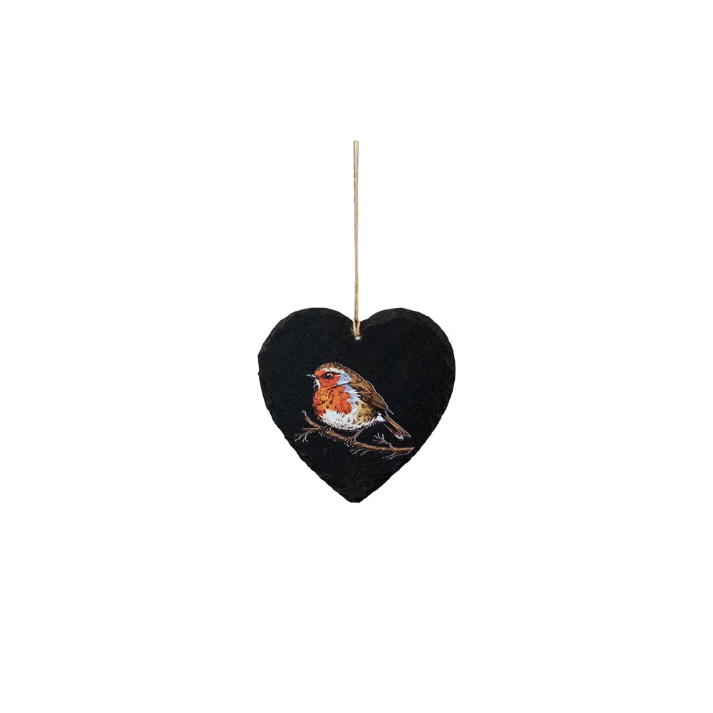 Robin & Heart Slate Decoration