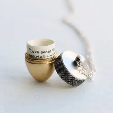 Acorn Secret Message in a Locket Necklace