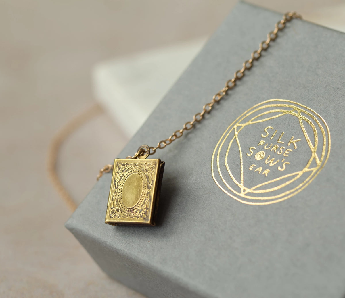 Gold Book Secret Message in a Locket Necklace