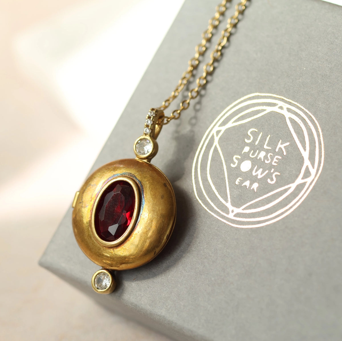 Art Deco Ruby Jewel Locket Necklace