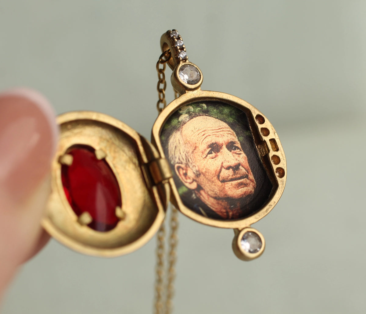 Art Deco Ruby Jewel Locket Necklace