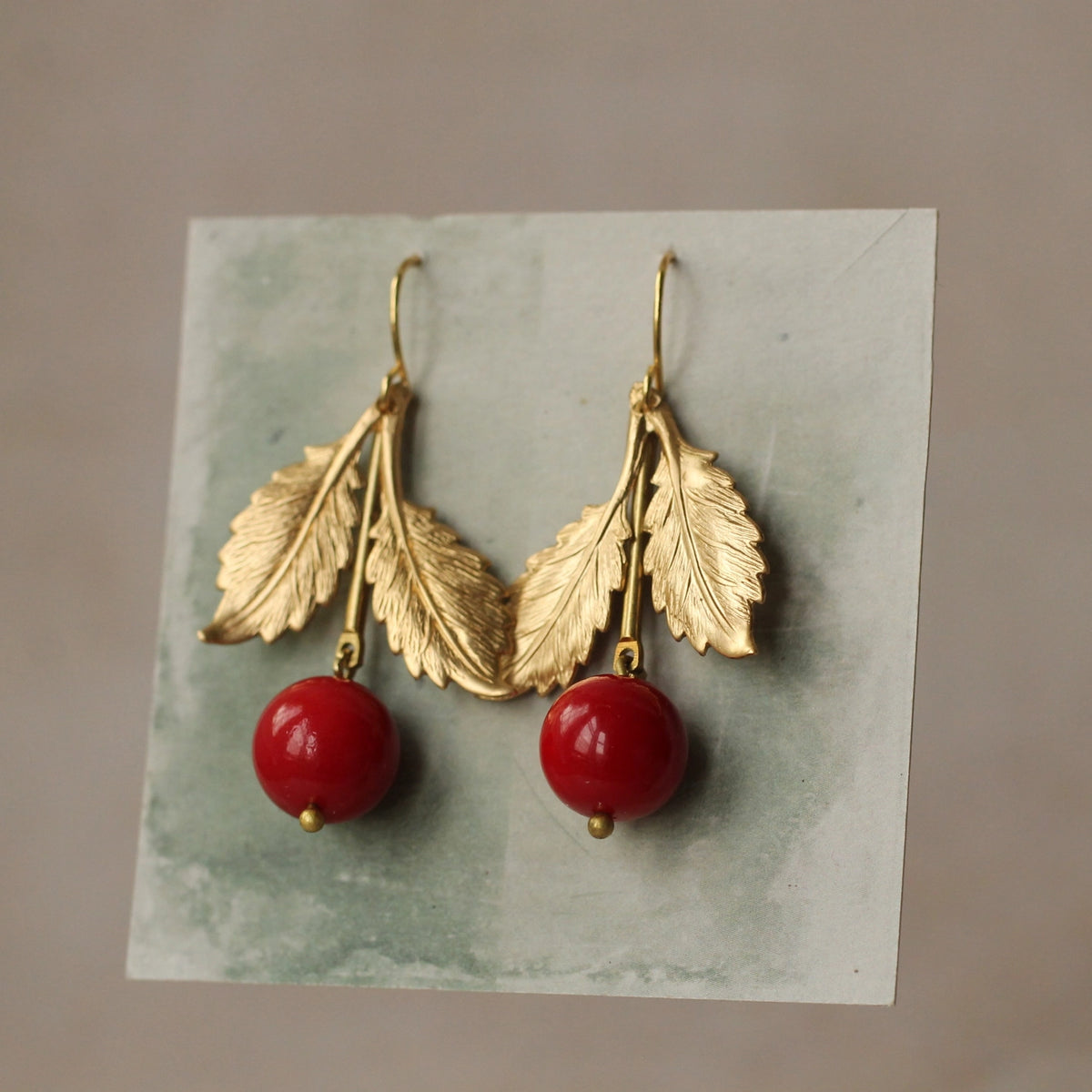 Cherry Drop Earrings Gold
