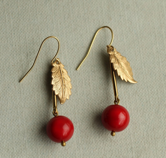 Cherry Drop Earrings Gold