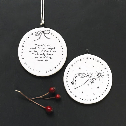 Angel Watching Over Me Flat Porcelain Bauble