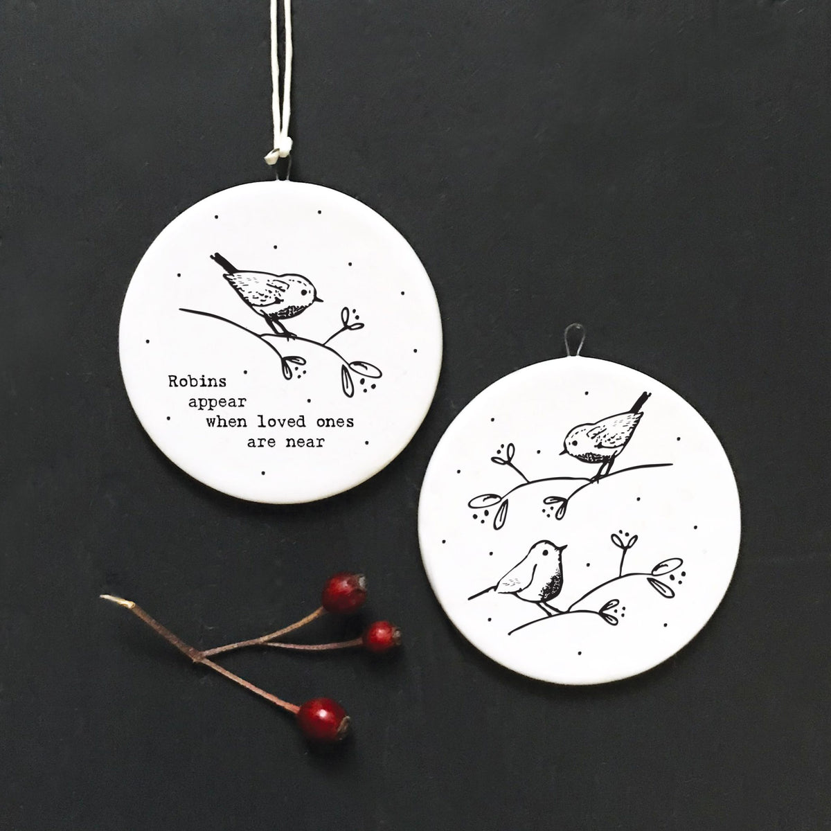 Robins Appear Flat Porcelain Bauble