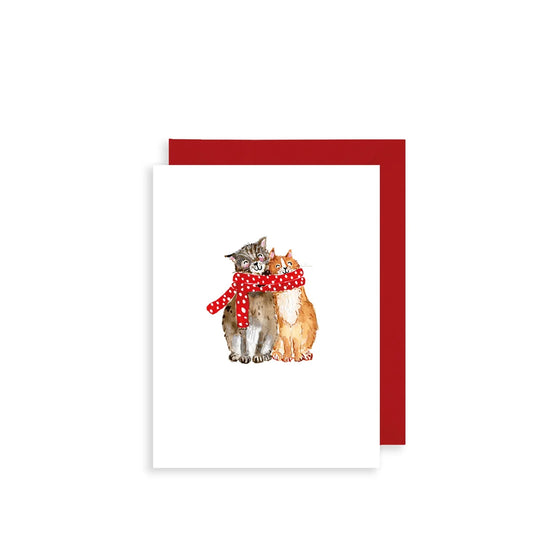 Cats in Scarf Mini Christmas Card