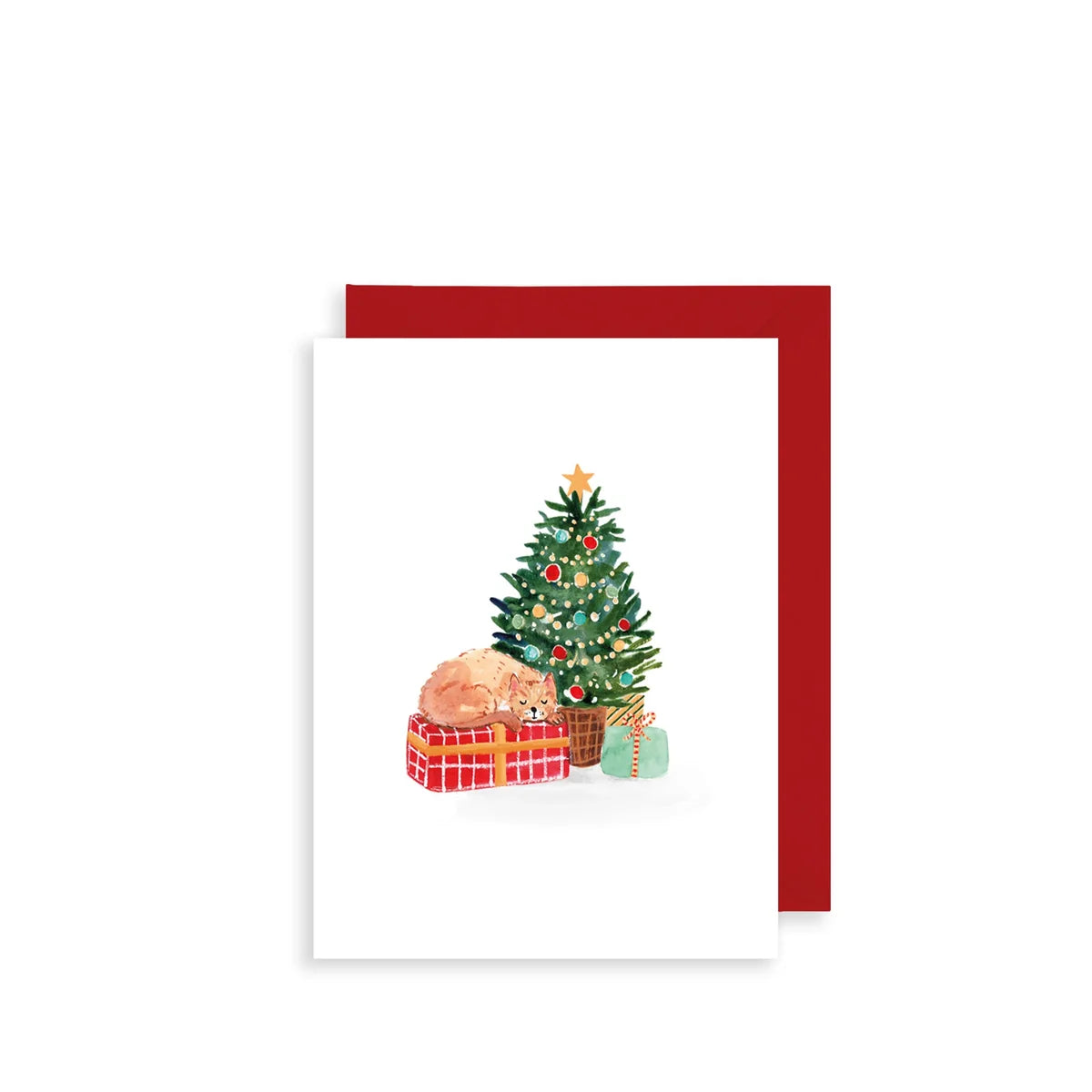 Sleeping Cat Mini Christmas Card