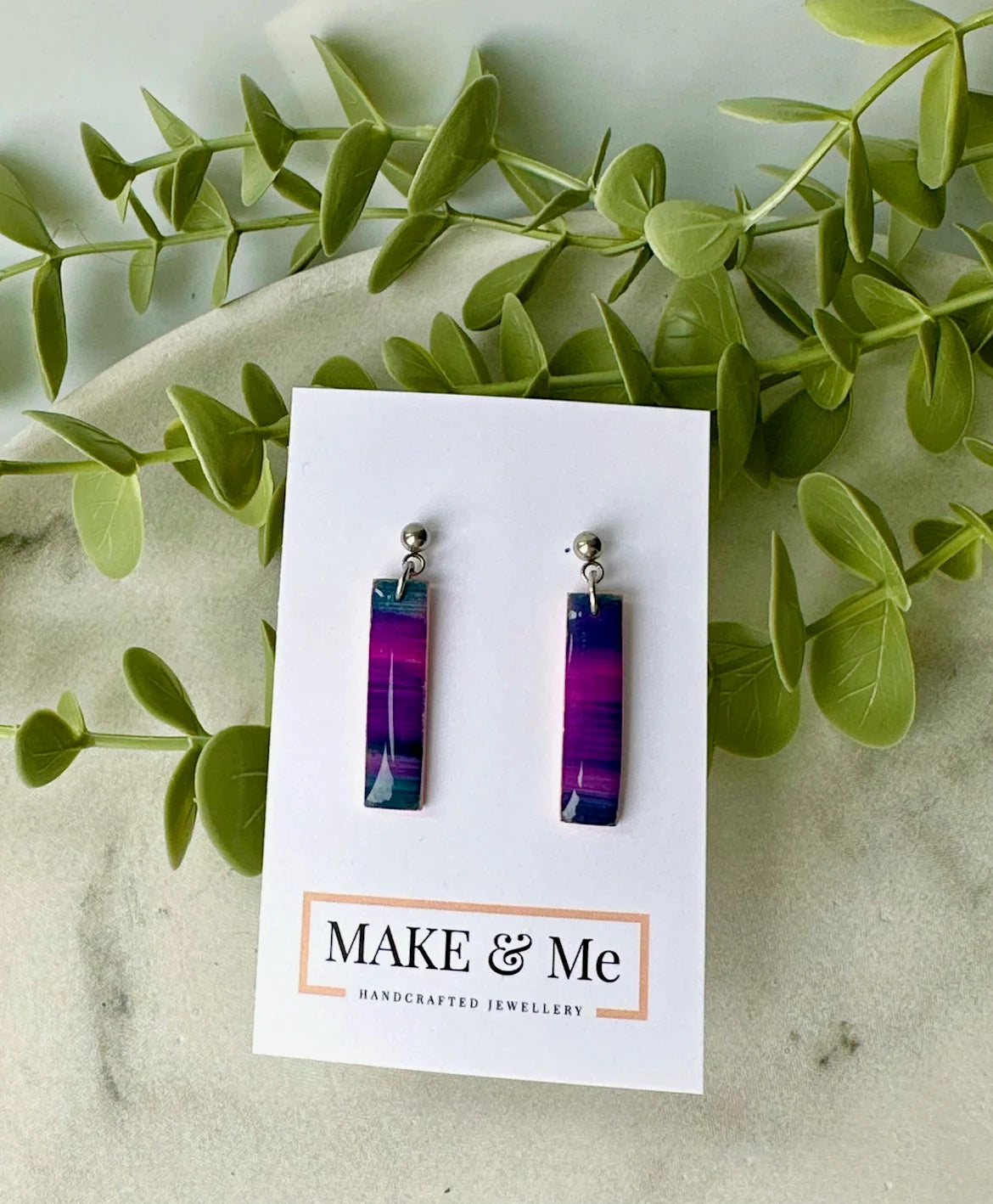 Hand Painted Long Rectangular Earrings