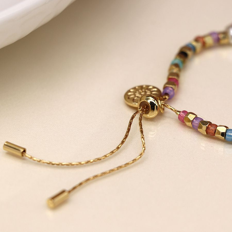 Multi Coloured & Gold Glass Bead Bracelet
