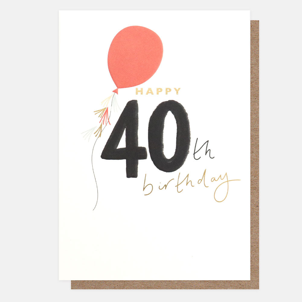 Happy Fortieth Birthday Balloons Card