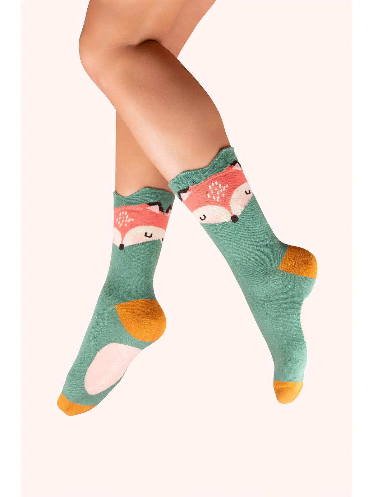 Beautiful Fox Ladies Socks- Green