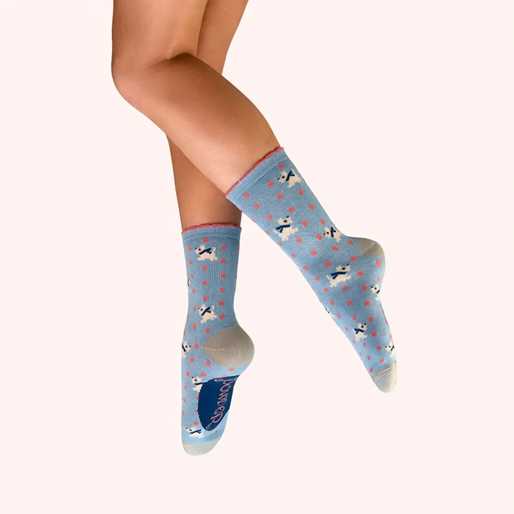 Woolly Westies Ladies Socks- Blue