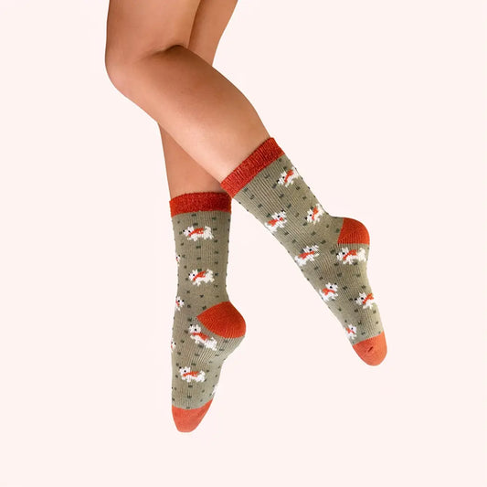 Cody Woolly Westies Ladies Socks- Khaki