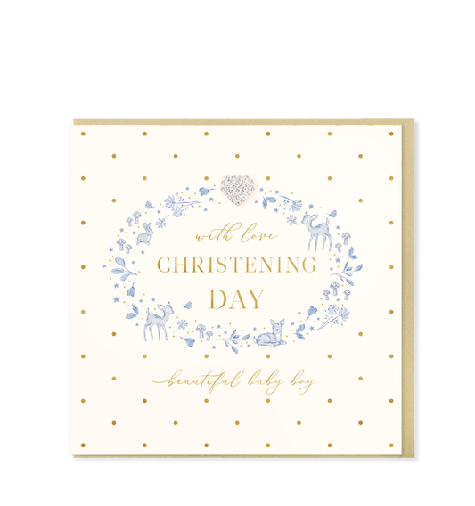 Beautiful Baby Boy Christening Day Greetings Card