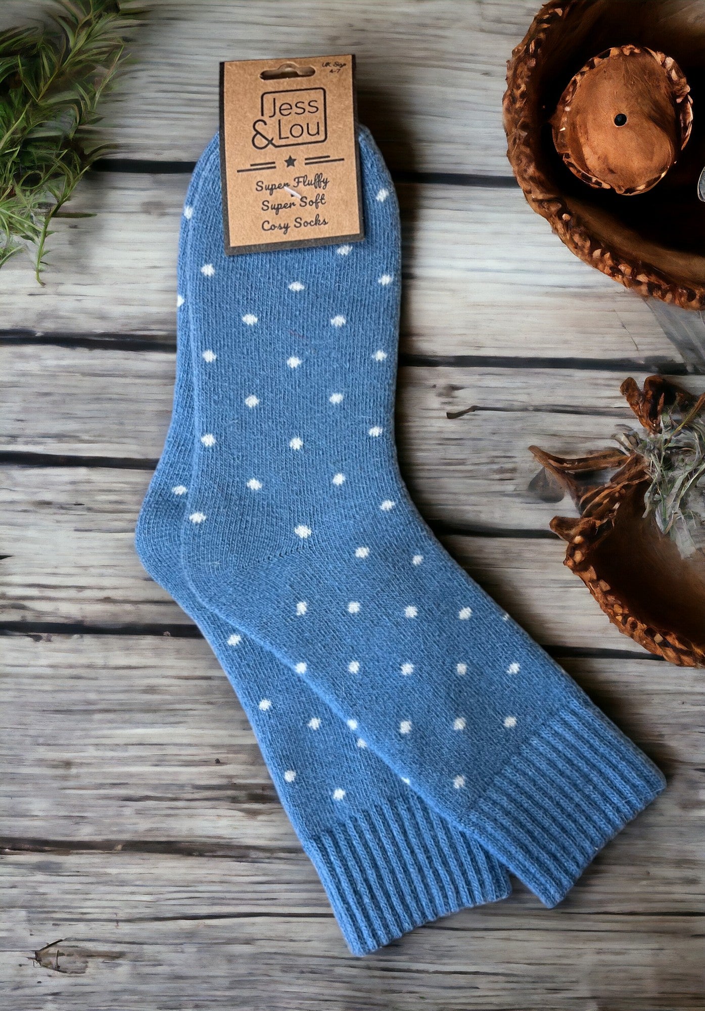 Delightful Dots Ribbed Socks Cornflower Blue