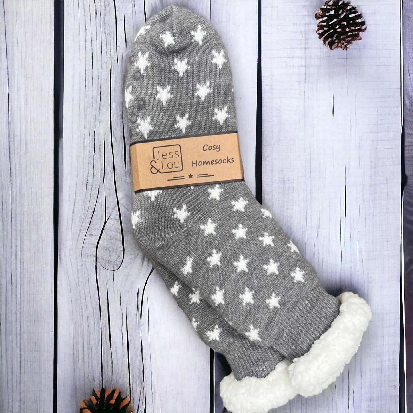 Shining Stars Grey Super Cosy Lined Socks