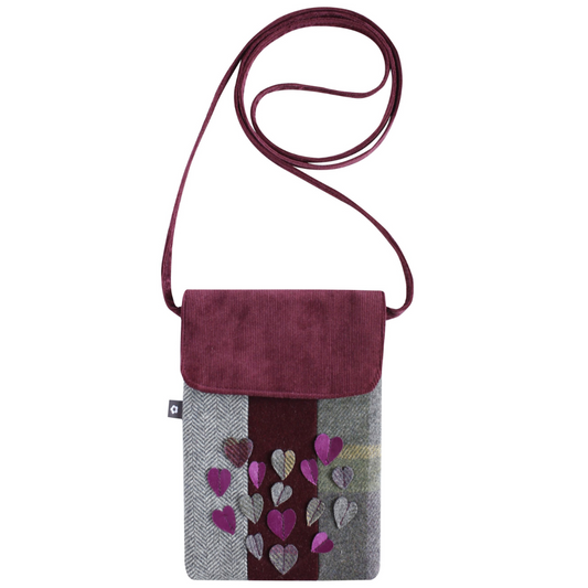 Heart Applique Tweed Sling Bag
