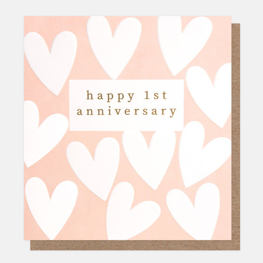 Happy 1st Anniversary Hearts Greetings Card