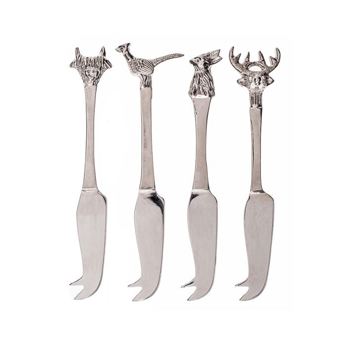 Set Of Four Mini Cheese Knives Country Animals