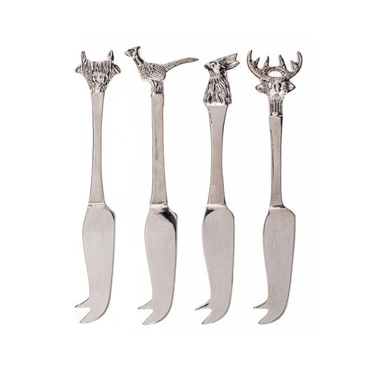 Set Of Four Mini Cheese Knives Country Animals