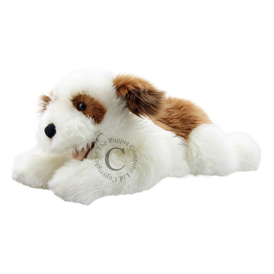 Brown & White Puppy Soft Toy Puppet