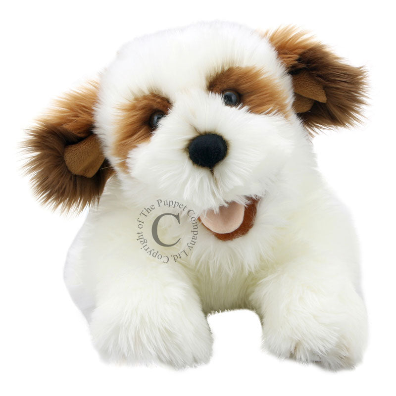 Brown & White Puppy Soft Toy Puppet